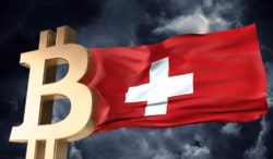 Gold Bitcoin Cryptocurrency With Waving Switzerland Flag D Rendering 601748 2848